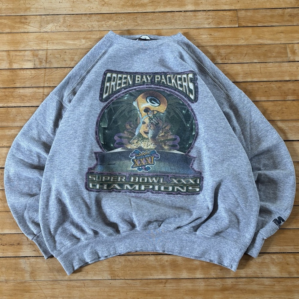 VTG 90s Starter Green Bay Packers Crewneck Sweatshirt 1997 Super Bowl Size M USA